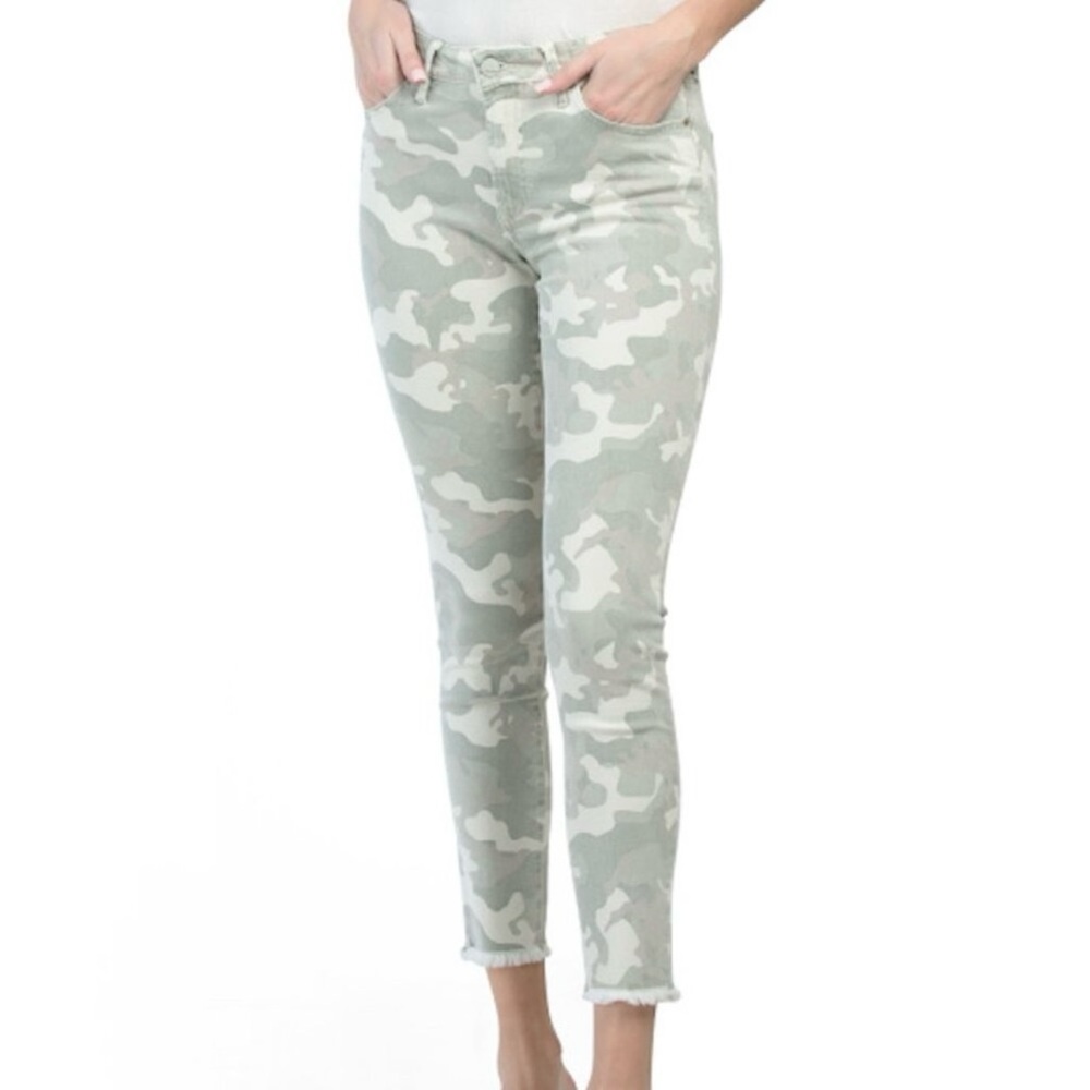 Dear John Gisele High Waisted Skinny Jeans Pants Light Gray Camo